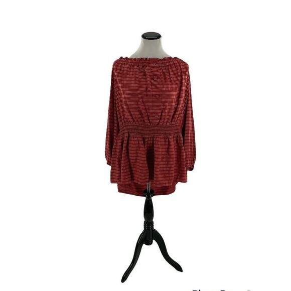 Lane Bryant Blouse Women Plus Size 22/24 Off Shoulder Ruffle Elastic Waist Top - Picture 7 of 11